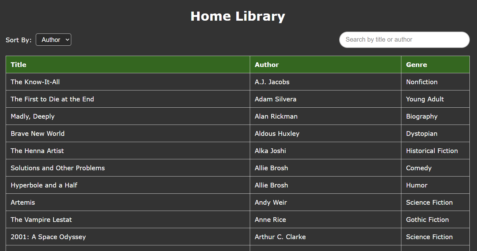 Home Library Screenshot